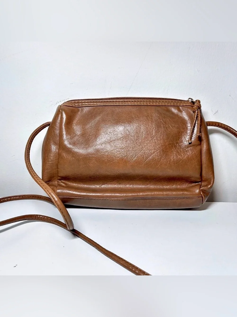 Vintage Copper Creek Brown Leather Crossbody Bag Purse